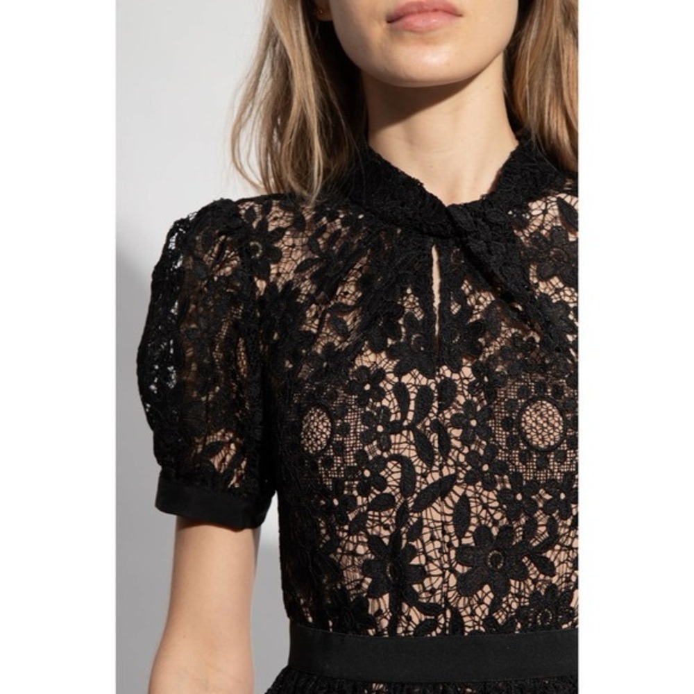 Self-Portrait Black Lace Long Sleeve Dress